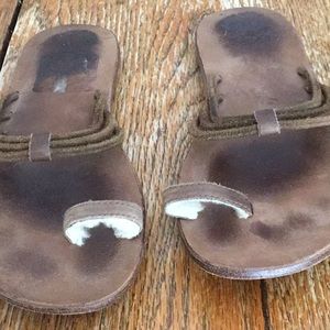UGG Brown Suede and Leather Sandals
